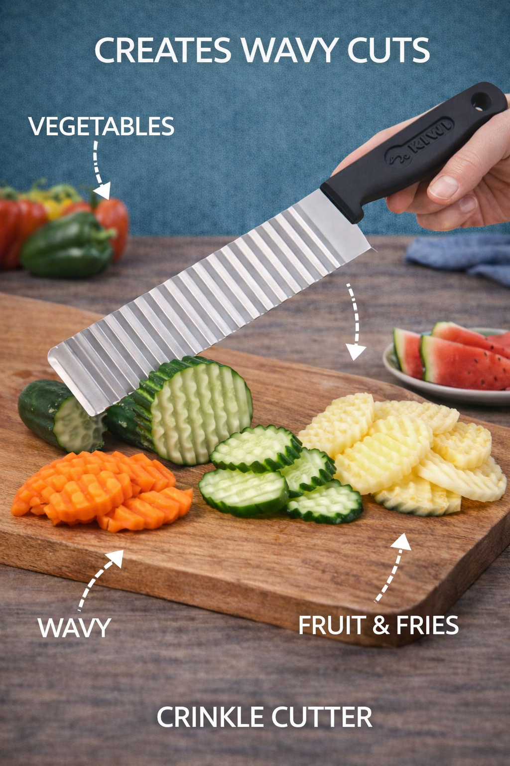 Potato French Fries Cutter Wavy Crinkle Knife